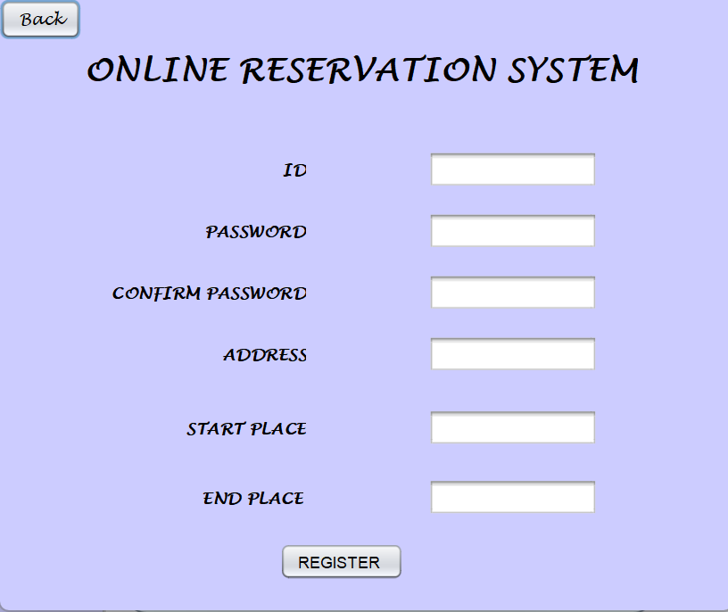 Screenshot of the Online Reservation System